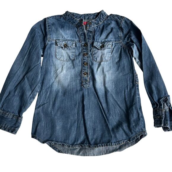 Tissaia Denim Henley Top - Girls Size 6 - Excellent! - Picture 1 of 4
